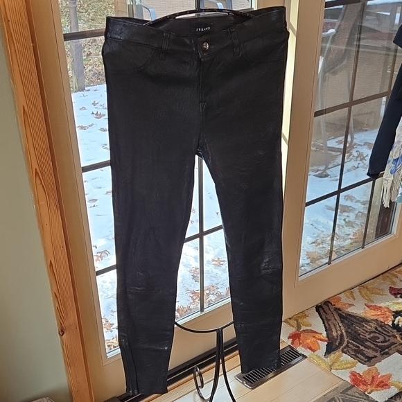 J. Brand 100% Black Lamb‎ Leather Sz. 28 Zippered Ankle Pants - Picture 2 of 16